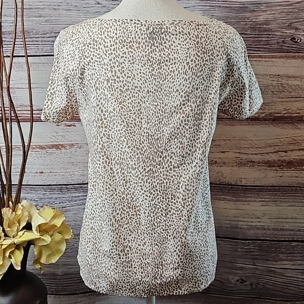 H&M LEOPARD PRINT SHORT SLEEVE TIERED PULLOVER TOP BLOUSE - Picture 7 of 13